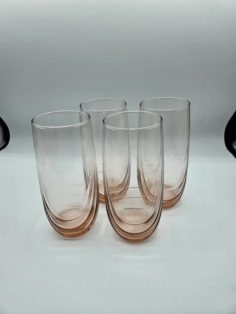 4 Vintage Lenox Draped, Swag Light Pink Draped Art Deco 6" Glasses