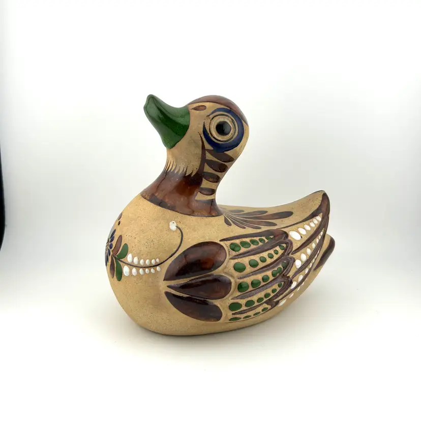 Vintage Tonala Pottery Duck 4.5”x 6.5”x 6”