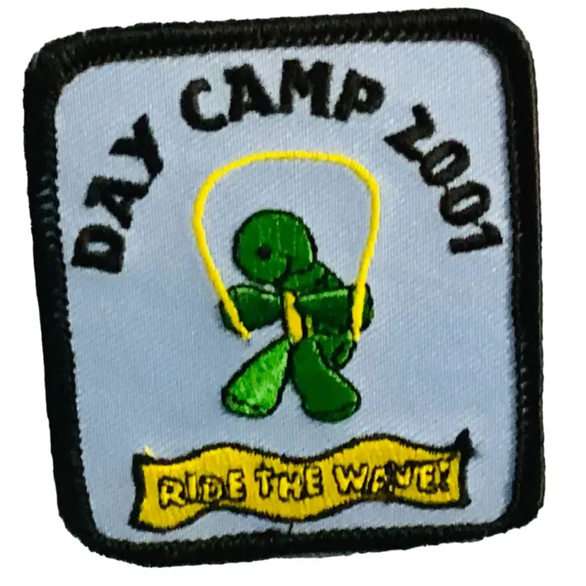 Vintage Scouting Fun Patch: Day Camp 2001 Ride The Wave