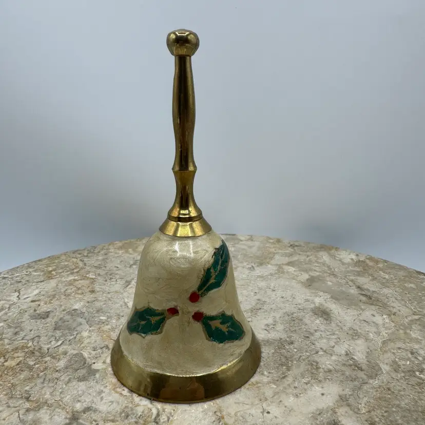 Vintage Brass & Enamel Bell With Original Mikasa Sticker