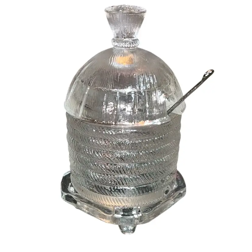 LE Smith Glass Beehive Honey Pot w/ Spoon