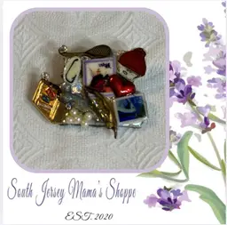 Vintage Gold Tone Handmade Fishing Themed Brooch Mixed Media