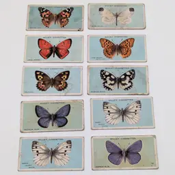 Antique Ephemera British Cigarette Cards Litho Butterflies of the UK series - Set B