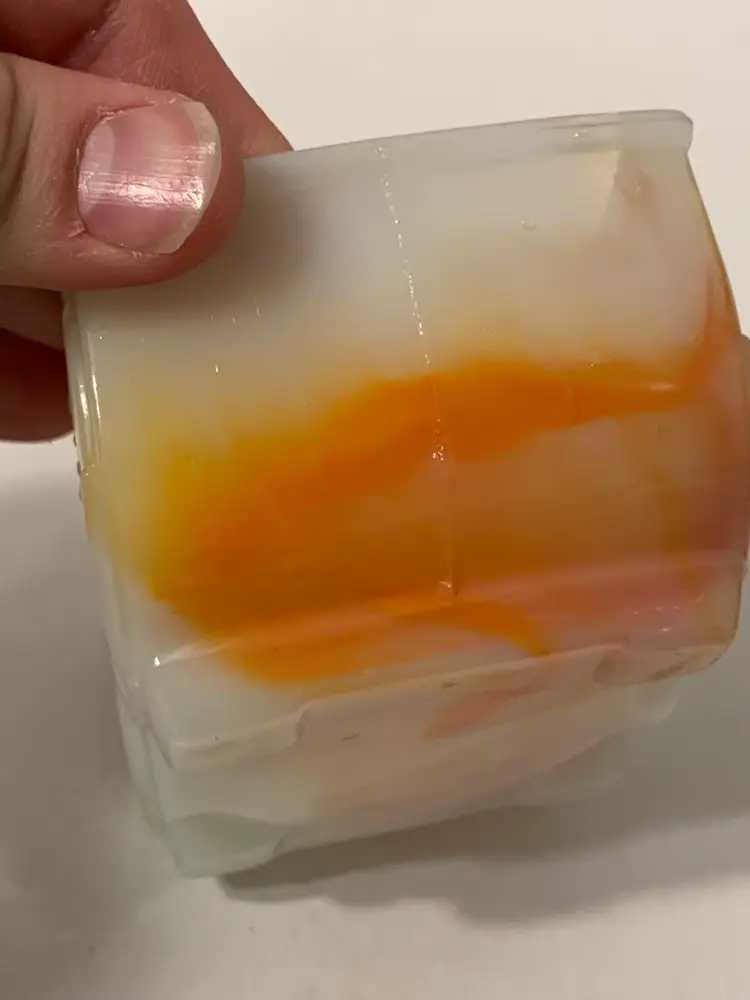 Akro Agate White Orange Slag Glass #657 Planter