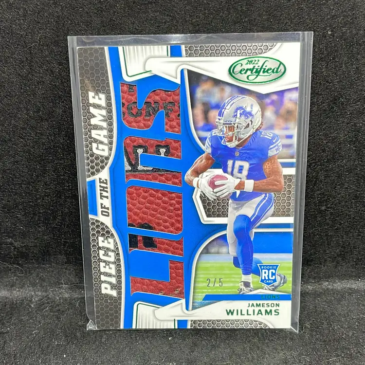 Jameson Williams Certified 2022 Piece Of The Game Football Relic /5 Rookie Detroit Lions