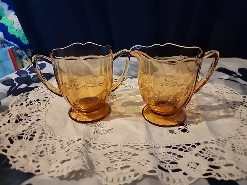 Vintage Martinsville Amber Depression Glass