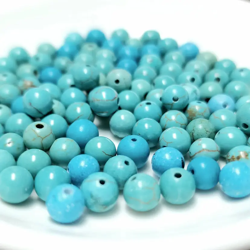 100pcs 6MM Blue & Turquoise Howlite Bead Mix #BC101