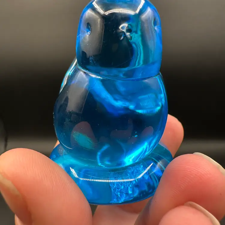 Bluebird Of Happiness Glass Figurine, Signed Leo Ward 1998 Original Sticker 2”T 2”W