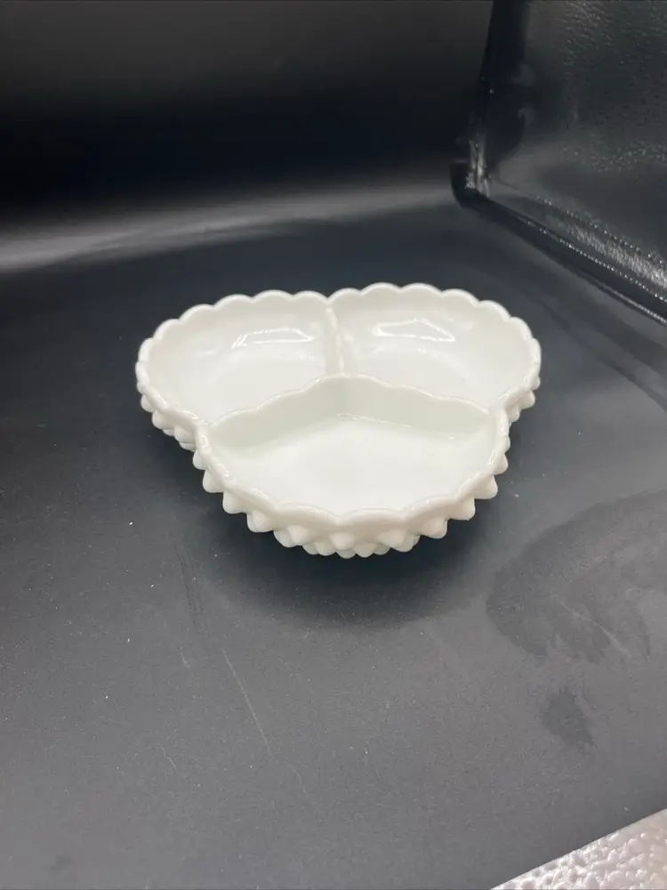 Vintage Fenton Milk Glass Divided Dish