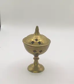 Vintage Brass Incense Burner, 2” x 3 1/2” x 2”.