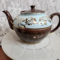Teal and brown tea pot