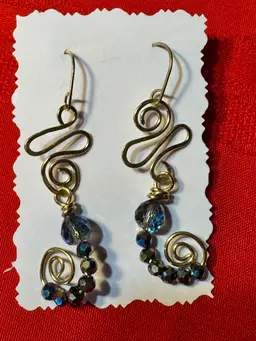 Mermaid Tail Crystals Wire Design 2” Drop