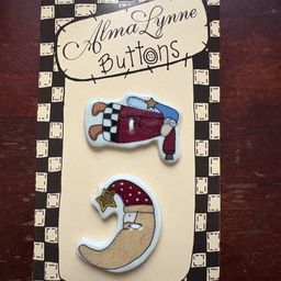 Alma Lynne Vintage Ceramic Christmas Santa Buttons