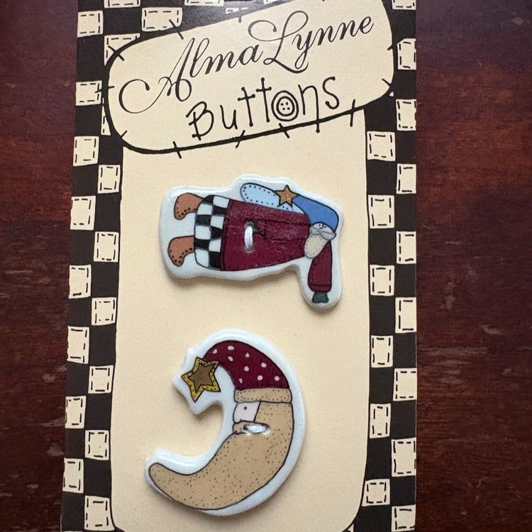 Alma Lynne Vintage Ceramic Christmas Santa Buttons