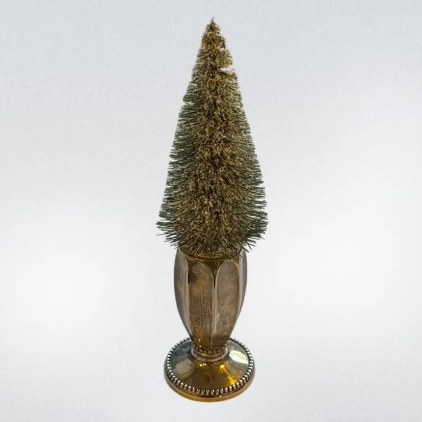 Vintage Godinger Upcycled Silver-plated Salt Shaker Bottle Brush Christmas Tree Decor 8”