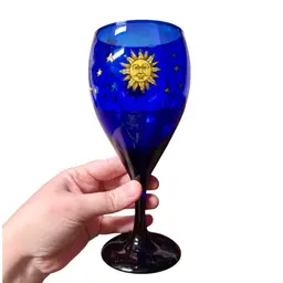Vintage Libbey Celestial Goblet Wine Glass, Cobalt Blue, Sun & Moon SINGLE