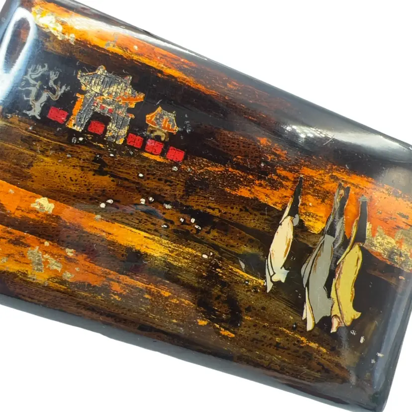 Vintage Hand Painted Vietnam Trinket Box 8” x 4.5” x 2.25”