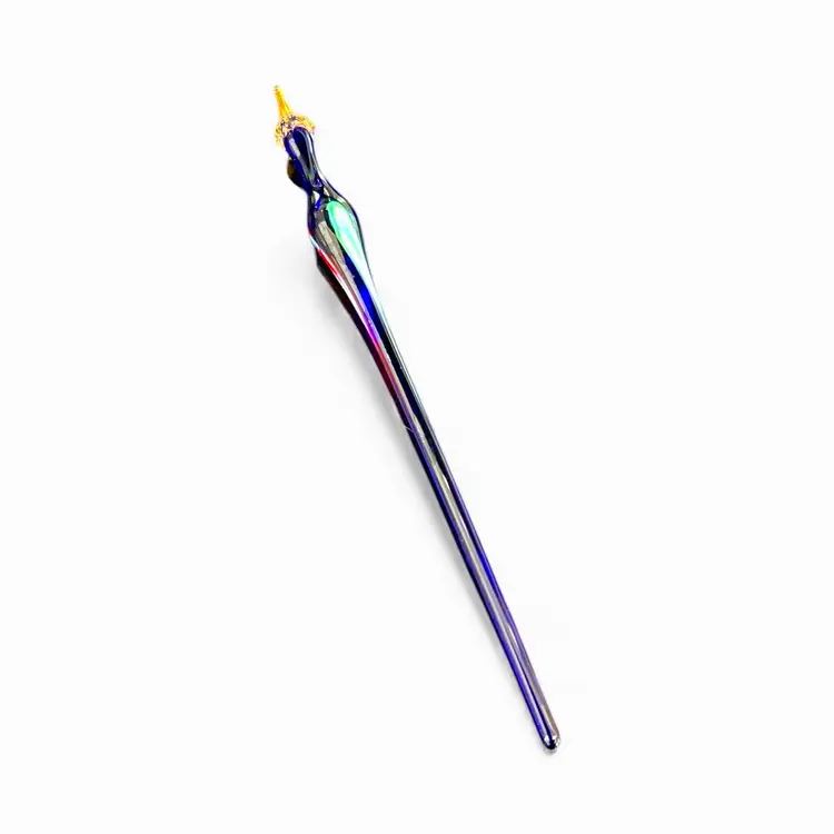 Vintage Glass Dip Pen With Teal And Red And White Glass Art Design