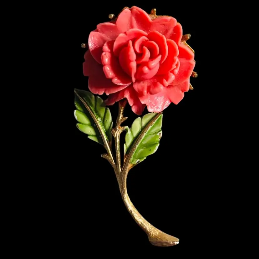 Vintage Rose Brooch Signed JJ Janette