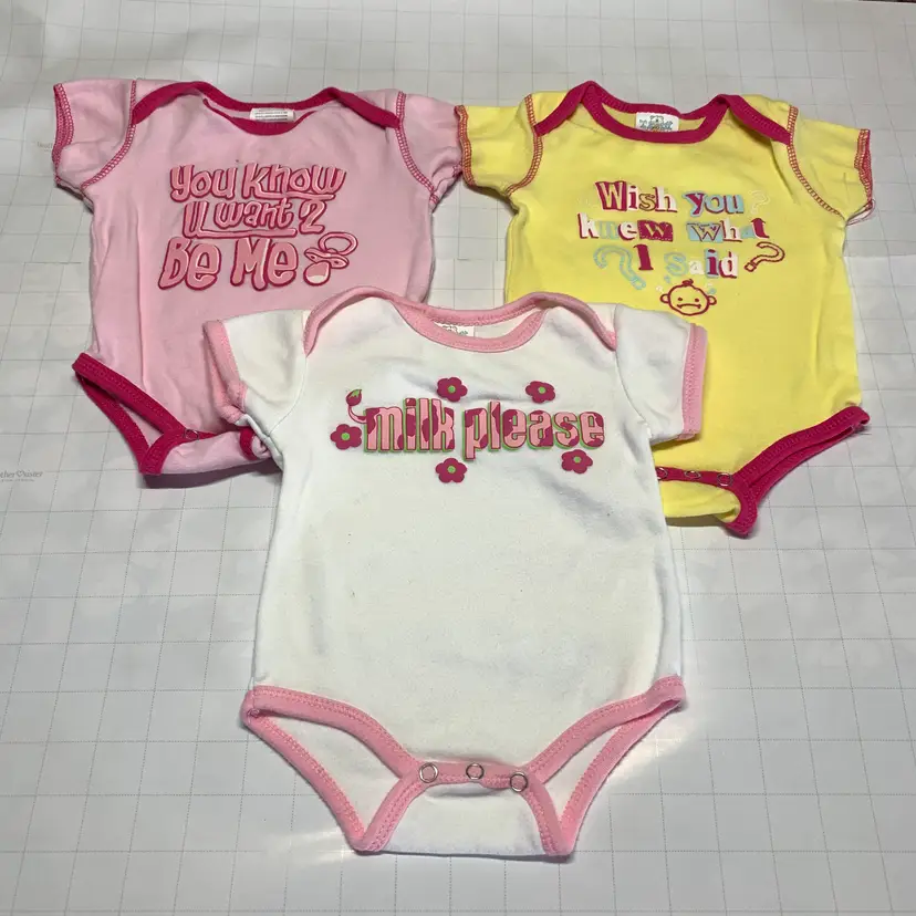 3-Girls Teddy Boom Onesies 0-3m