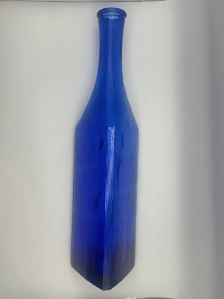 Three Sided Cobalt Blue Bottle Made In Spain 10”
