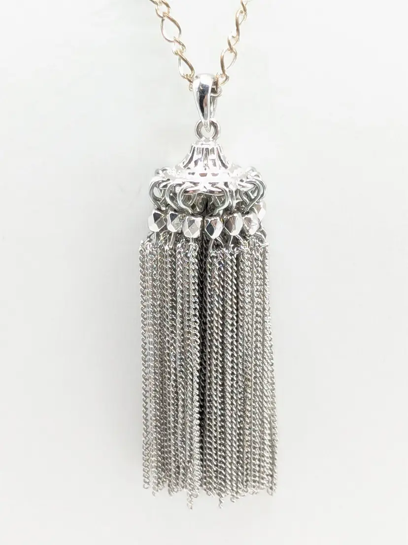 Tassel Pendant Necklace Silver Tone Jewelry