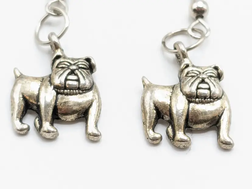Silver Tone Bulldog Pierced Earring Jewelry