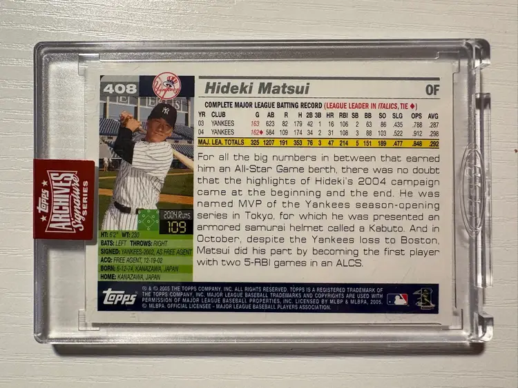 2023 Topps Archives Signature Series Hideki Matsui Auto 1/1! New York Yankees