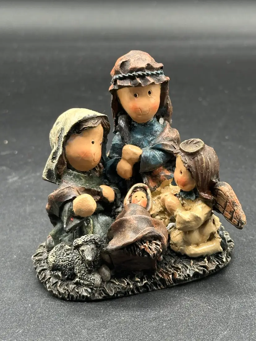 Nativity Scene Christmas Decor Mary Joseph Baby Jesus Lamb Angel