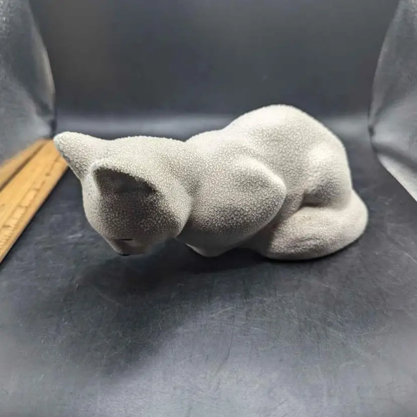 Vintage Rare Early 1929-1936 Sevres France MNF Beaded Pearl Pottery Crouching Cat