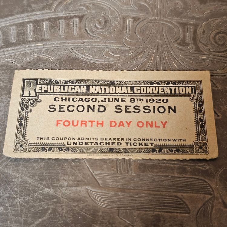 Antique 1920 Republican National Convention Ticket Stub Chicago June 8th