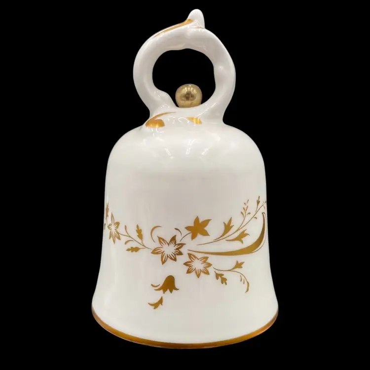 Vintage Royal Doulton Bone China Bell, Gold Design & Trim, England, 3" tall