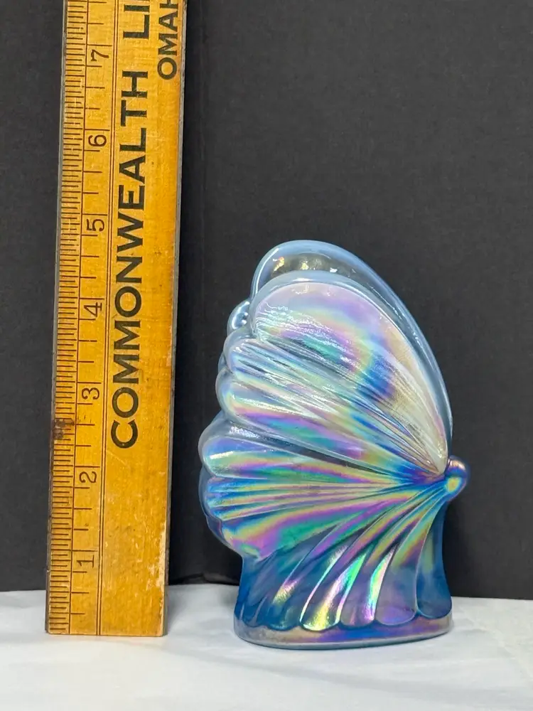 Rare Vintage Fenton Blue Iredescent Butterfly Glass Figurine