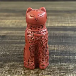 The Franklin Mint Curio Cabinet Cat Collection Cinnabar Red Cat 1988