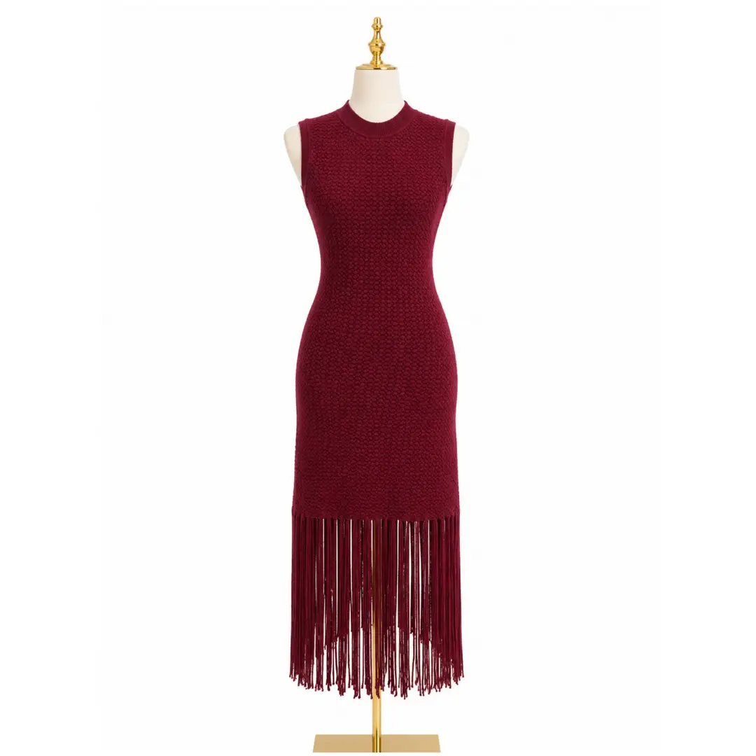 Sandro Burgundy Knit Dress Sz 36
