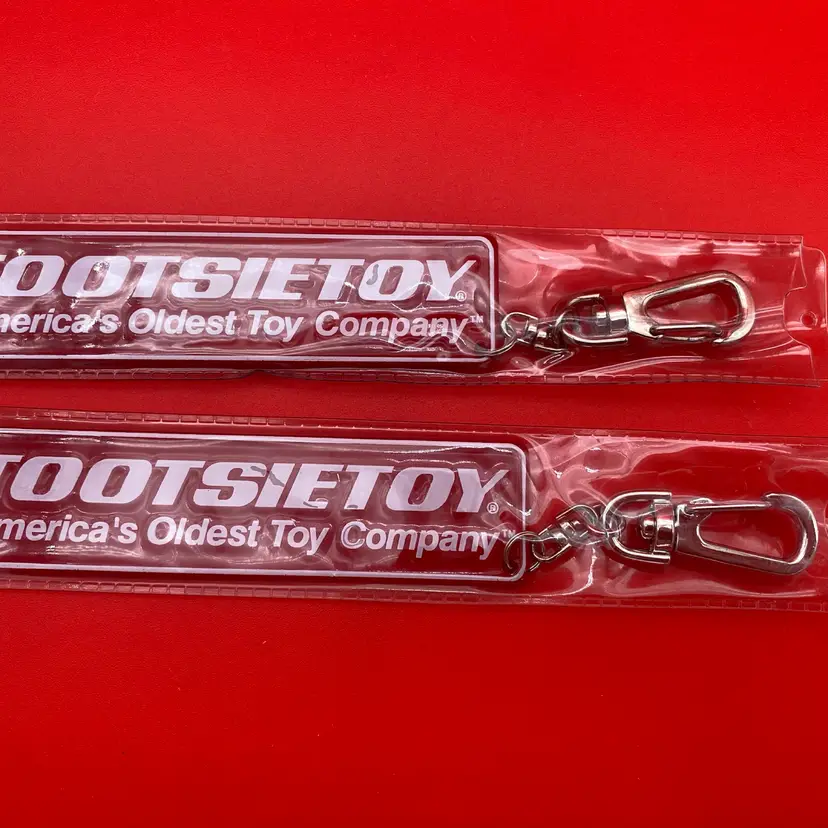 TootsieToy America's Oldest Toy Company Red Metal Keychain Pair - New Old Stock