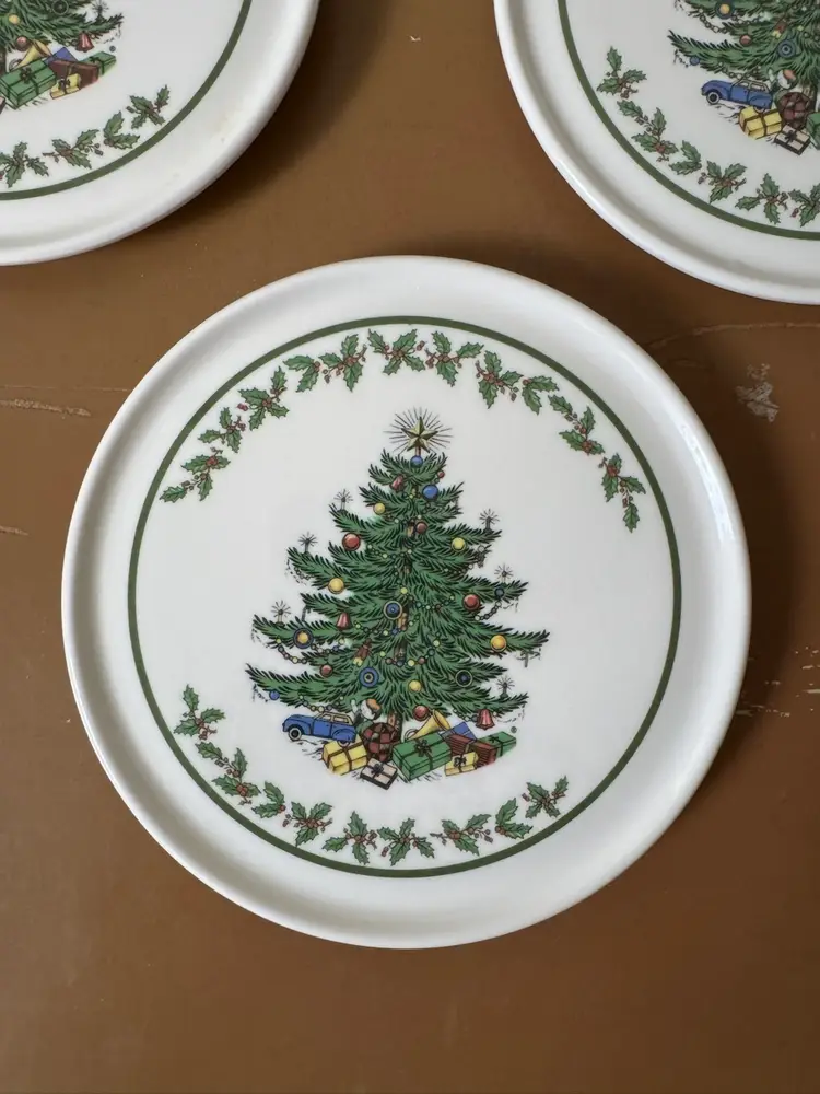Spode Melamine Round Christmas Tree Trivets Plates, Set Of 3