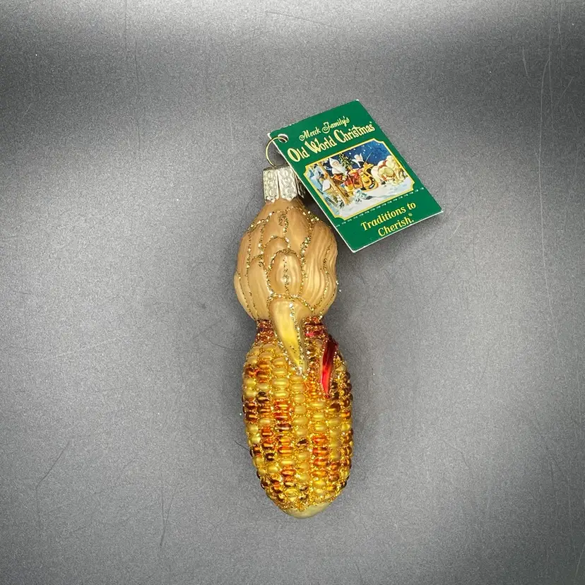 Old World Christmas Indian Corn Glass Hanging Ornament Fall Thanksgiving NWT VTG