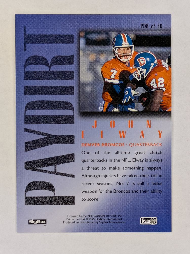 John Elway 1995 SkyBox Paydirt PD8 HOF Denver Broncos