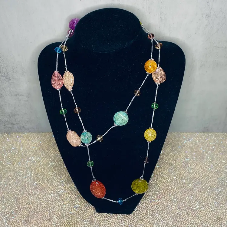 Vintage Glittery Stone, Costume Necklace 19”