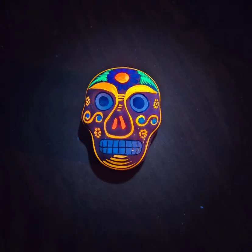 40  Talavera Dios de la Muertos Skull Trinket Box