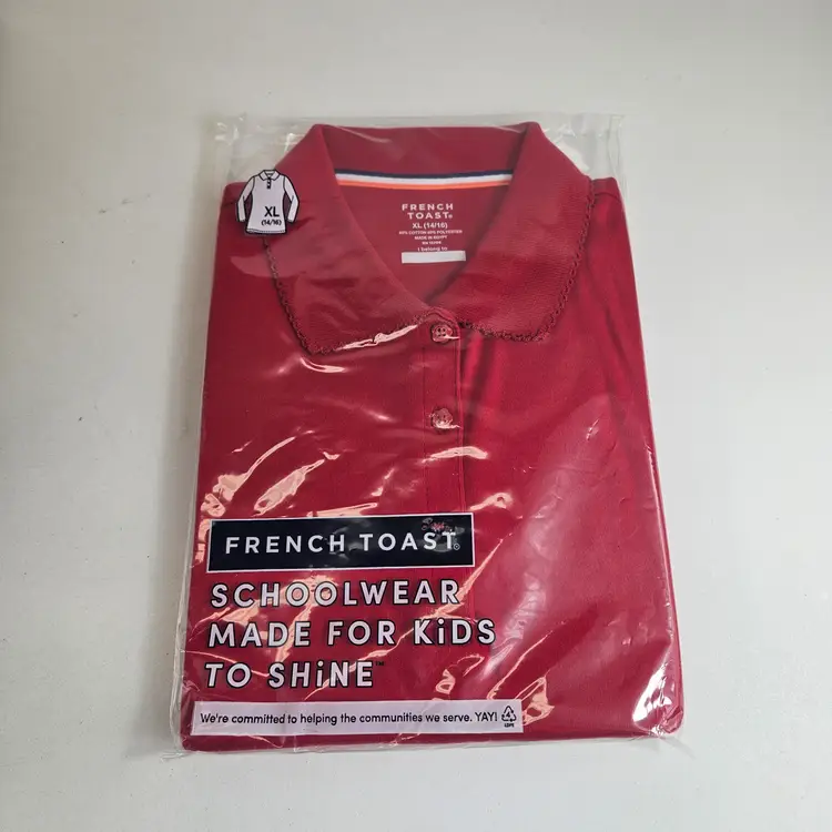 XL Girl's Uniform Polo Shirt Lot 12 Shirts Per Box Bagged with Hangers