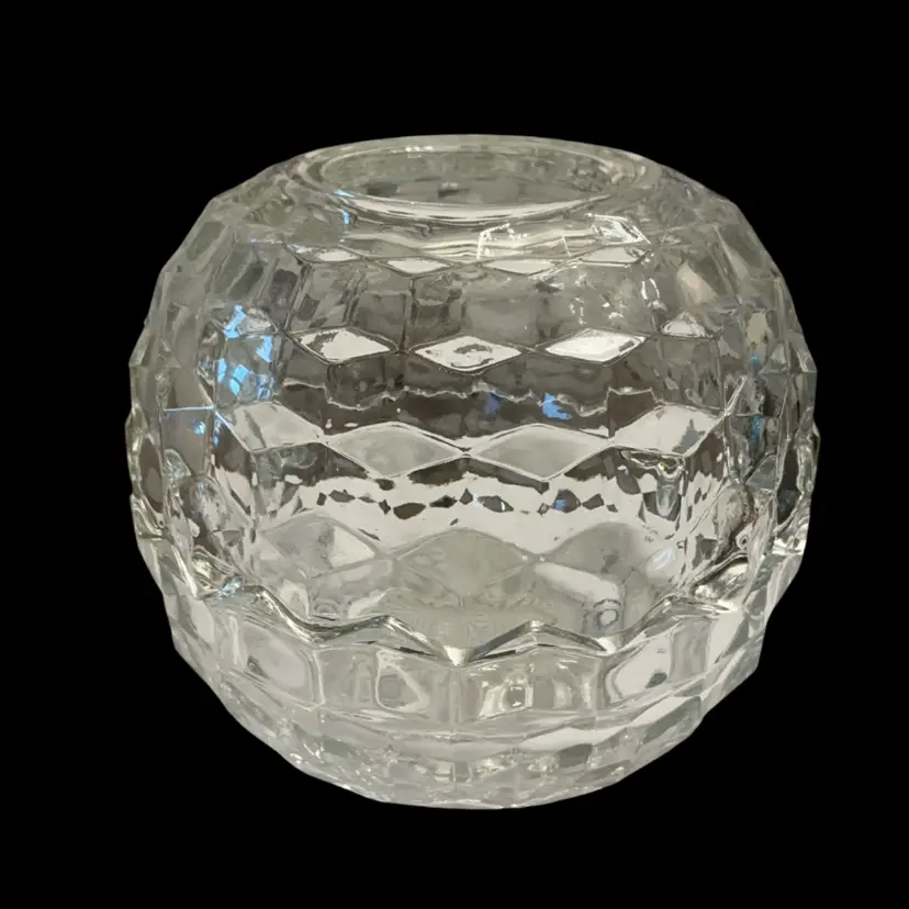 2-piece Fostoria American Crystal Cubist Fairy Light/ Candle Ball 5.5” x 5.25”