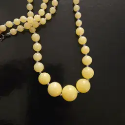 Yellow Graduated Beaded Lucite Necklace 22"