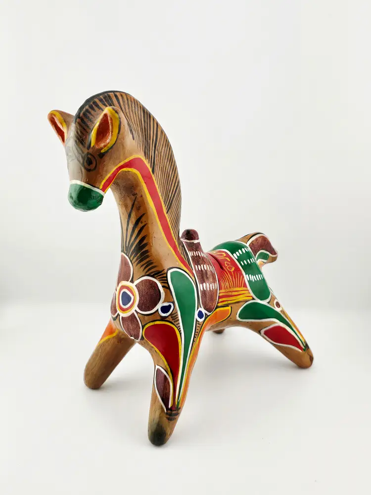 Vintage Tonola Pottery Mexico Horse Piggy Bank