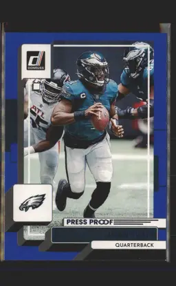 2022 Donruss #171 Jalen Hurts Blue Press Proof - (139) - Philadelphia Eagles