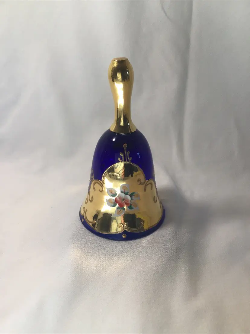 Vintage Venetian Cobalt Blue Art Glass Bell