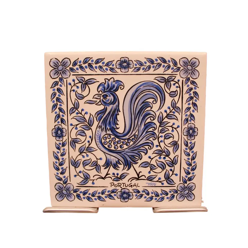 4 1/4”x4 1/4” Portugal Rooster Ceramic Tile
