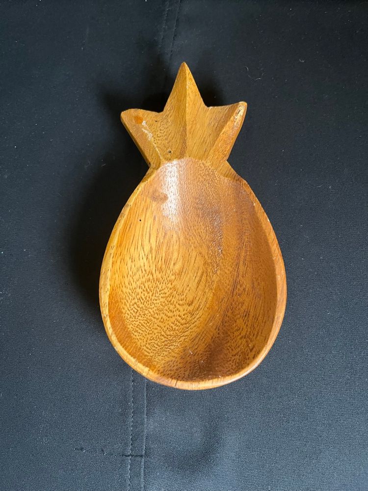 Hand Carved Wood Pineapple Trinket Dish-Lot 60