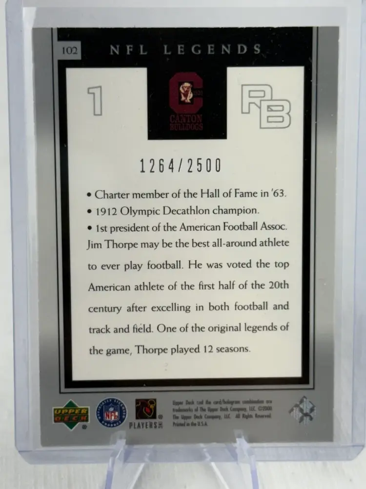 2000 Upper Deck Legends Century Legends /2500 Jim Thorpe #102